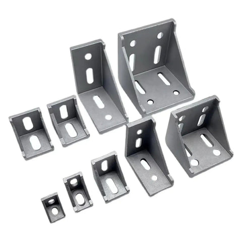 Rock Solid 3030 Aluminum Extrusion With Built In Wire Channel For A Clean Setup On Any Cnc Or 3d Printer Frame Featuring No Drama Cable Management Smooth T Slot Mounting Plus Five Piece Connector Kit showing gray brackets for support and alignment.