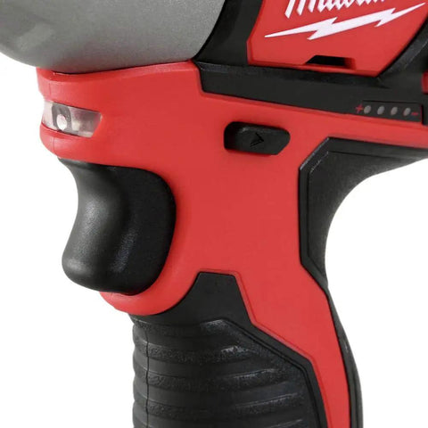 Built Tough 12 Volt Cordless Impact Wrench Kit With Dual Battery And Rapid Charger side grip view with trigger mechanism.