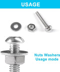 Top Notch 750 Piece Stainless Steel Fastener Set With Phillips Pan Head Screws Sizes 2-56 4-40 6-32 8-32, Plus Nuts And Flat Washers