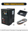 Heavy Duty 9 Kilowatt Iso30 Atc Spindle Built Like A Tank For Cnc Routers Featuring Fast Automatic Tool Change 24000Rpm Top End Speed Air Cooled Design Matched With 11Kw Vfd Drive Turnkey Ready For 220V Or 380V Shops product accessories including inverter, panel placer, and connection line.