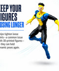 Action Figure Joint Reinforcement Glue Pen restores pose stability on a dynamic 3D-printed figure mid-pose.