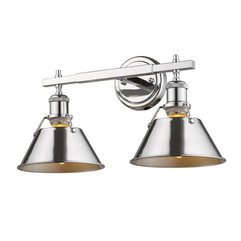 Orwell Bath Vanity Light Chrome Finish With Chrome Shade, Industrial Vintage Style Bathroom Fixture Made From Durable Steel