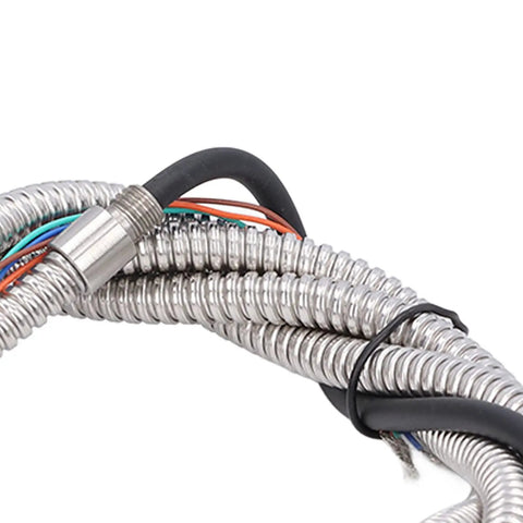 Close-up of CNC Z Axis Tool Setter Gauge for Router Engraving Machine with coiled wires and sensor, aluminum alloy touch probe visible.