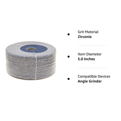 Heavy Duty Resin Fiber Zirconia Sanding Discs Built To Crush Gnarly Rust And Old Paint On Steel Or Wood Angle Grinder Wheels Featuring 7 8 Inch Arbor 25 Piece Pack Lightning Smooth 36 Grit, stacked sanding discs, 5 inches diameter.