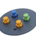 Magnetic Welding Fixture With Iron Plate And Strong Holding Magnet showing colorful magnetic holders on a dark circular base