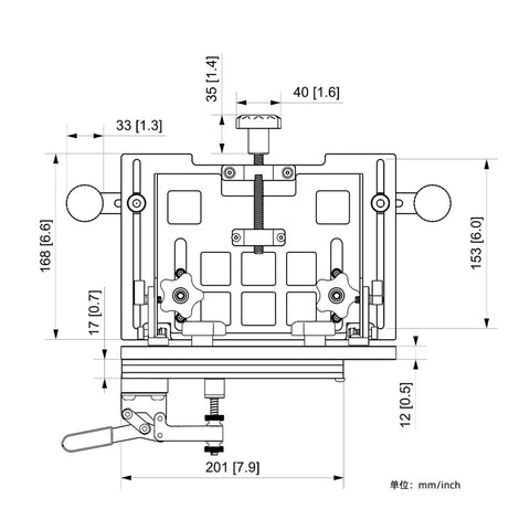 Diagram of Adjustable Table Saw Push Handle With Aluminum Alloy Vertical Backer And Clamp, Secure Guide For Woodworking.
