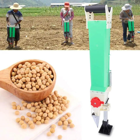 Manual Seed Planter For Home Garden, Adjustable Handheld Seeding Machine with soybeans and fertilizer spreader, no oil, no electricity