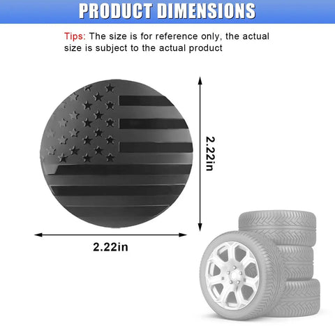 Four Pack American Flag Wheel Hub Center Cap Stickers Waterproof 56mm Universal Auto Exterior Decoration Decals For Car Truck SUV Weatherproof Dustproof Easy Install Black Flag Theme.
