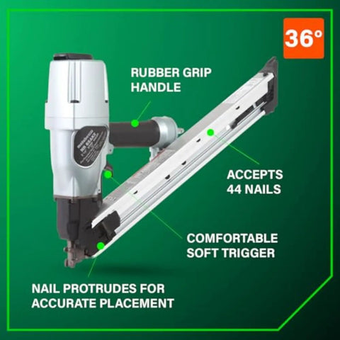 Strap-Tite Strip Nailer For Metal Connectors, Pro-Preferred Pneumatic Nailer, lightweight 6.4 lb design, 36-degree angle, NR65AK2