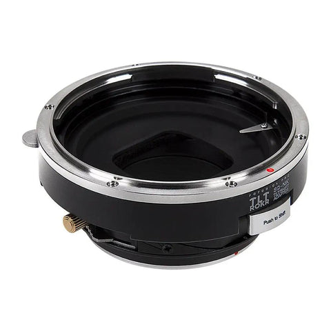 Tilt Shift Lens Mount Adapter From Bronica SQ Lenses To Nikon F Mount SLR Body With Twenty Millimeter Total Shift 10 Degree Tilt 360 Degree Rotation High Precision Build For Vintage Lenses Pro Grade Durability 2 Year Limited Warranty black metal adapter side view