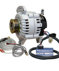 Beefy 100 Amp 12V Alternator Kit With 3.15 Inch Dual Foot Saddle Mount, K6 Pulley, Voltage Regulator, And Temperature Sensor bundle
