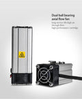 Solid Build Dc 24 Volt Aluminum Alloy Industrial Air Fan Heater For Equipment Cabinets Kicks Some Serious Heat With 200 Watts And Stays Super Quiet Dual ball bearing axial flow fan with high airflow and aluminum body.