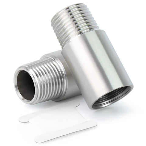 Stainless Steel Nipple Pipe Fittings 3/8 NPT Male X 3/8 NPT Female, 2 Pack Beefy 2 Inch Thickened Cast Pipe, 304 Stainless