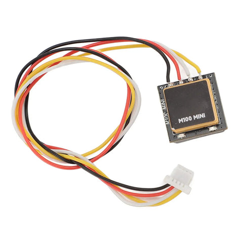 Compact M100 GPS Module With Ceramic Antenna for 2 to 7 Inch RC FPV Drones, showing wiring and connector details.