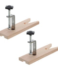 Two Pack Heavy Duty Wooden Bench Clamps For Jewelry Making And Metal Workholding Portable Vise Tool Perfect For Drill Press And DIY Projects That Get The Job Done Right Without Breaking The Bank display on a workshop table.