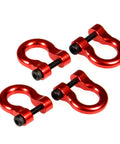 4 Pack Aluminum Tow Shackles For 1/10 Scale TRX-4 Crawler RC Car Red Anodized CNC Machined Easy Install Heavy Duty Durable Corrosion Resistant Tow Hooks