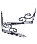 Heavy Duty L Shape Wall Mount Shelf Brackets With Screws Built Like A Tank Rock Solid Floating Shelf Support Smooth Iron Corner Bracket for Garage or Home Black 11Point4 Inch Pack showing elegant scroll design.
