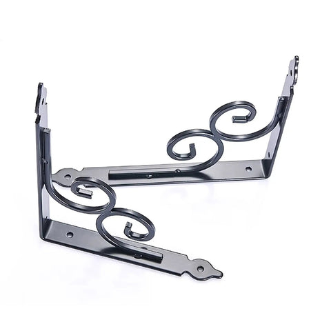 Heavy Duty L Shape Wall Mount Shelf Brackets With Screws Built Like A Tank Rock Solid Floating Shelf Support Smooth Iron Corner Bracket for Garage or Home Black 11Point4 Inch Pack showing elegant scroll design.