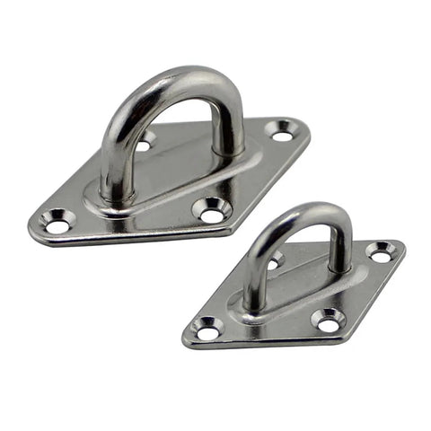 Pad Eye Plate Hook Set Four Pieces For Suspension Ceiling Hangers And Wall Mounts Marine Grade 6mm Stainless Steel Anchor Points