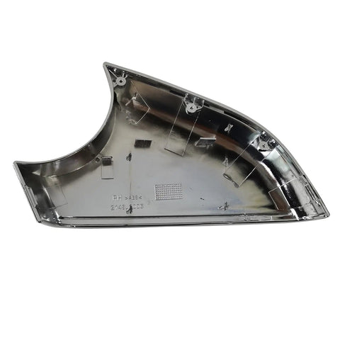 Slick chrome right rearview mirror bottom cover cap for Tesla Model S 2014 to 2021, direct bolt-on trim replacement.