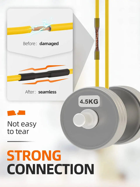 Graphic showing 900 Piece Wire Heat Shrink Tubing Kit For Wires Industrial Grade Two To One Shrink Ratio Marine Grade Waterproof