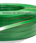Rock Solid Pet Poly Strapping Roll, Heavy Duty Plastic Pallet Banding Coil with an embossed texture, showing rounded and smooth edges.