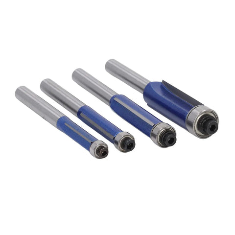 Get Your Hands On These Ycauty Tungsten Steel Flush Trim Router Bits 4 piece set with blue coating for wood and MDF cutting.