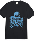 Cool Machinist Vise Gauge Square Shirt For Men Gift Heavyweight Soft Washed Cotton Tee with blue graphic on black.