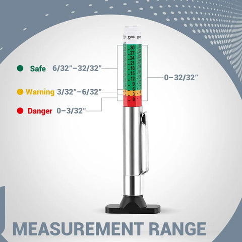 4 Pack Tire Tread Depth Gauge Set With Color Coded Readouts In 32nds Fast 3 Second Check For Cars SUVs And Trucks Easy Self Inspection Tool For Roadside Safety