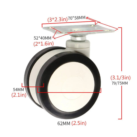 Tough As Nails Polyurethane Swivel Casters Heavy Duty Replacement Wheels For Medical Equipment And Beauty Carts Zero Hassle Install 62MM.