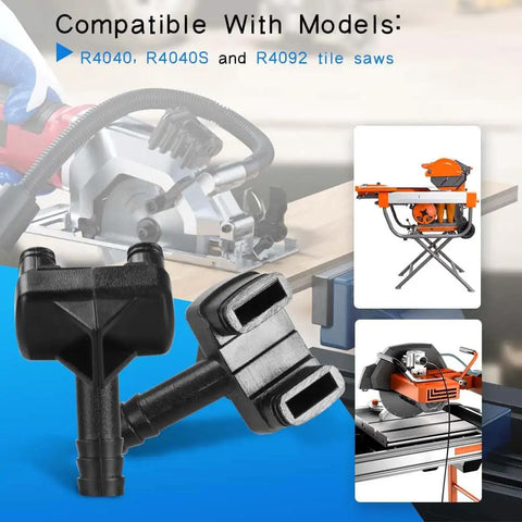Water Nozzle Fitting Replacement For Tile Saw R4040 R4092 Direct Replacement Part 089038001074 shown with compatible tile saw models.