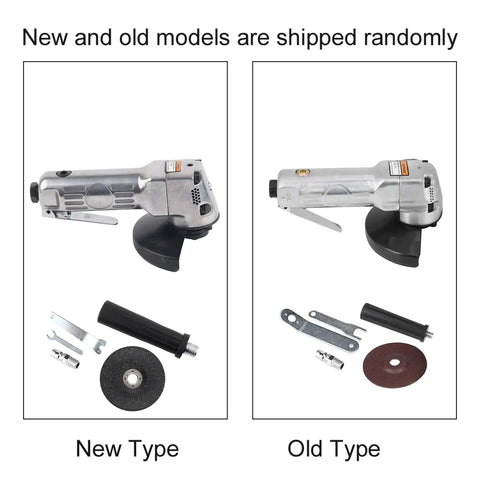 Badass Pneumatic Angle Grinder Coupled With A Four Inch Sanding Pad Delivers Eleven Thousand Rpm, showing new and old models.