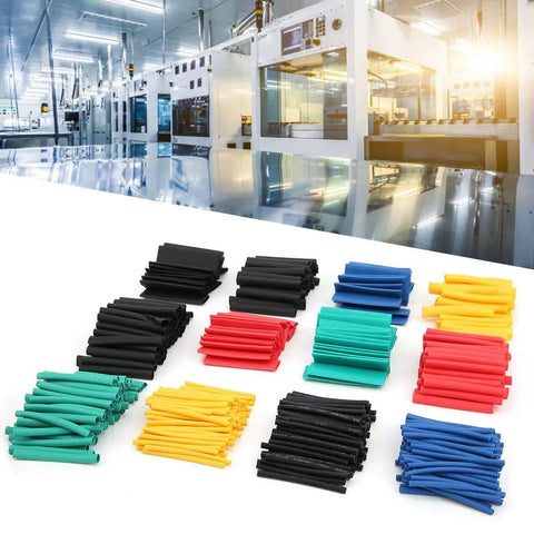 Solid 530-Piece Heat Shrink Tube Kit With 10 Sizes For Auto Repair And DIY Electronics Projects Includes Durable Polyolefin Cable Sleeves To Wrap Wires Neatly And Securely Without Breaking The Bank Today. Assorted 530-piece polyolefin heat shrink tubes in 10 colors and sizes