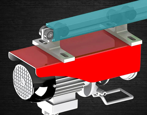 Beefy Heavy Duty 4 Wheel Trolley Assembly For 1-5/8 Inch Tall Strut Channel with red housing and rollers