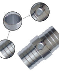 1-1/4 Inch Radiator Hose Barb Coupler With 1/8 Inch NPT Steam Port For LS Swap Cooling System Steam Crossover Splice Replacement Aluminum Direct Fit Upgrade For Your Ride, detail view of aluminum construction and steam port