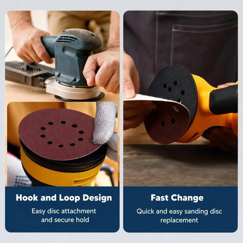 40 Piece Assorted 9 Inch Hook And Loop Sanding Discs With Ten Holes Featuring Eight Grit Ranging From Rough 40 To Smooth 600 for sanding disc attachment.