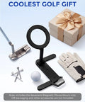 Universal Magnetic Golf Cart Phone Holder With 360 Degree Rotating Mount for MagSafe iPhone and Android next to golf items and gift box