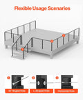 Diagram showing flexible scenarios for Level Drilled Cable Railing Post 36 Inch Black Stainless Steel 4 Pack on deck with cable holes.