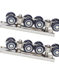 8 Wheel Door Track Pulley Kit For Sliding Barn Doors, Silent Rolling Floor Track System with detachable L Shape inserts