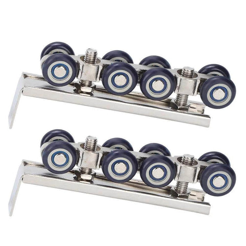 8 Wheel Door Track Pulley Kit For Sliding Barn Doors, Silent Rolling Floor Track System with detachable L Shape inserts