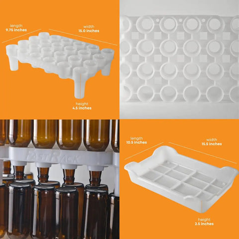 Top Shelf Bottle Drying Rack And Tray Bundle For Homebrewers Holds Sixty Vessels Stackable Dishwasher Safe Stand Keeps Glassware Pristine And Ready For The Next Batch No Sweat Setup