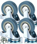 Heavy Duty Swivel Caster Wheels Four Pack with Rock Solid Metal Housing and High Temp Nylon Treads 2 Inch for sturdy carts.