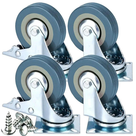 Heavy Duty Swivel Caster Wheels Four Pack with Rock Solid Metal Housing and High Temp Nylon Treads 2 Inch for sturdy carts.