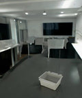 2-Gang Electrical Box Extender BE2 on table in a modern office setting, non-metallic, extends recessed boxes, 1 pack.