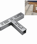 Heavy Duty 304 Stainless Steel Drain Channel For Outdoor Pools And Decks L And T Shaped Trench Drain Kit installed view