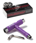 Inline Skate Bearing Replacement Set With 16 Precision Bearings And Purple CCS Skate Tool for Quick Upgrades displayed with packaging.
