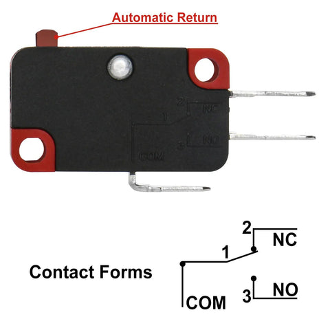 Hella Tough Spdt Micro Switch With Pin Plunger Actuator And Quick Connect Terminals Killer 15 Amp Snap Action Limit Switch showing automatic return feature.