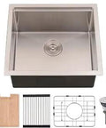 21 Inch Undermount Bar Prep Sink Workstation With Slide In Accessories Cutting Board And Strainer In 16 Gauge Stainless Steel Single Bowl