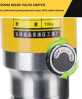 Heavy Duty Hydraulic Gear Puller With Beefy Twenty Inch Jaws For Ripping Stubborn Bearings Hubs And Flanges Quick Pro Grade Worksite Tool built tough pressure relief valve switch detail.