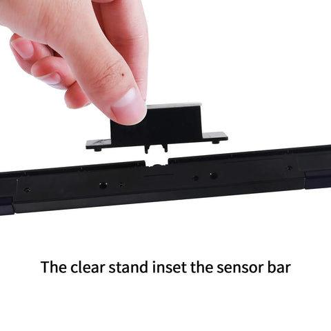 USB Wired Infrared Sensor Bar For Nintendo Wii And Wii U With Stand Black shown with stand attachment